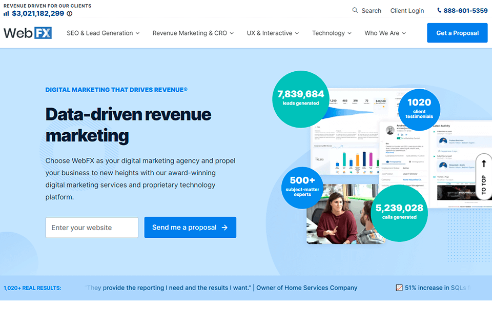webfx lead generation company interface