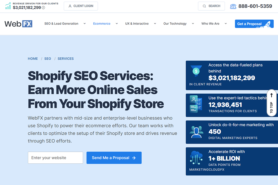 webfx shopify development company interface
