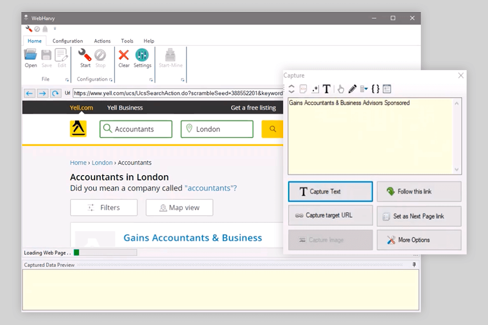 webharvy инструмент для сканирования сайта интерфейс