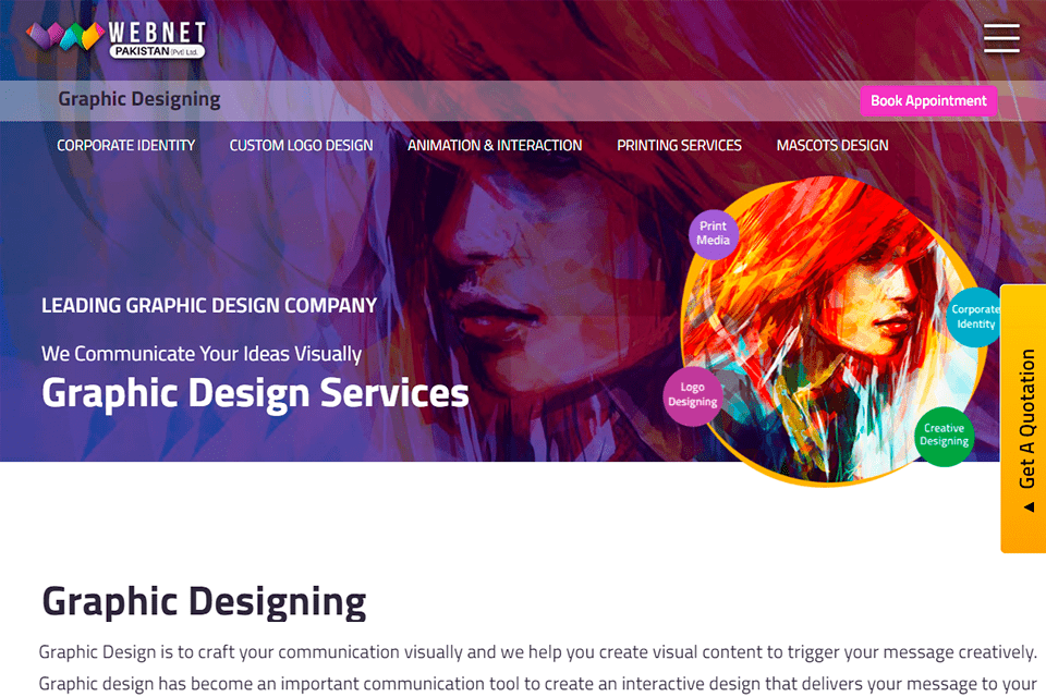 webnet sitio web de la agencia de diseño gráfico