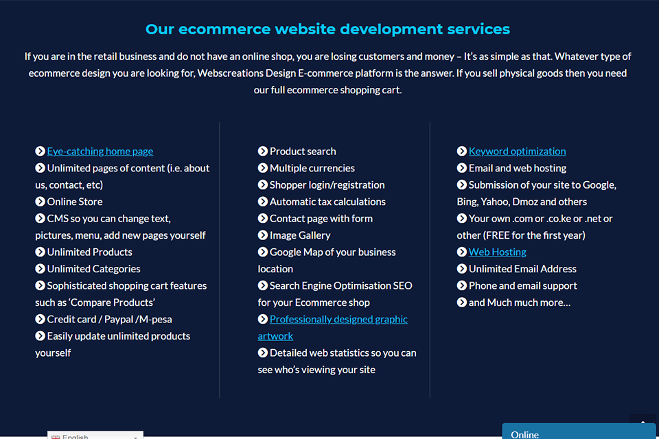 webscreations design review ecommerce