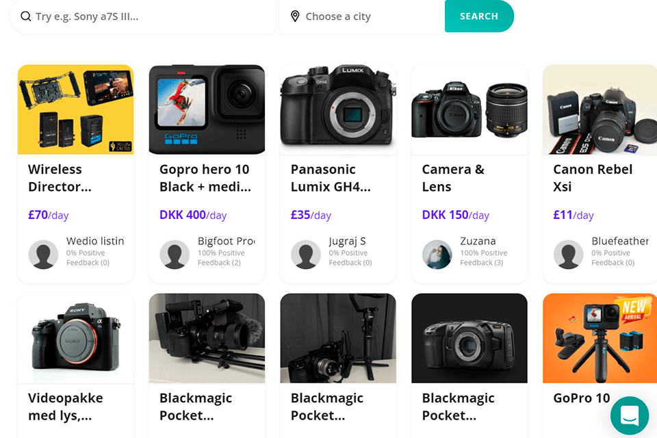 wedio video equipment rental options for filmmakers interface