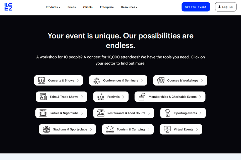 weezevent interface event types
