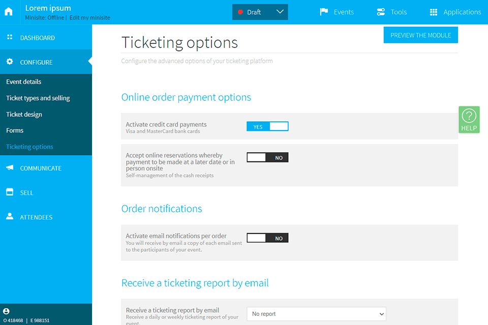 weezevent interface ticketing