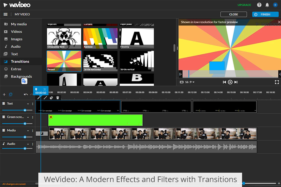 wevideo تأثير حديث وفلاتر مع انتقالات
