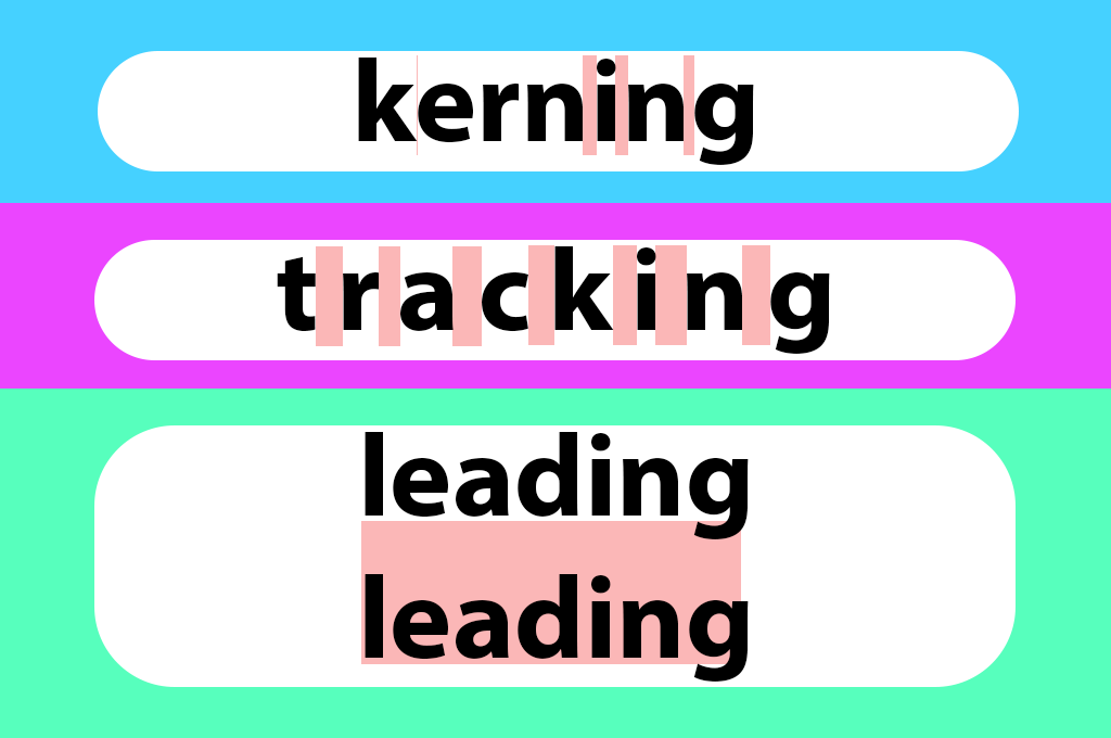 what is the difference between kerning and tracking and leading in typography