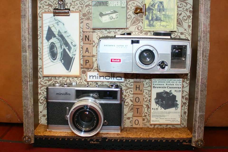 what to do with old cameras shadow box