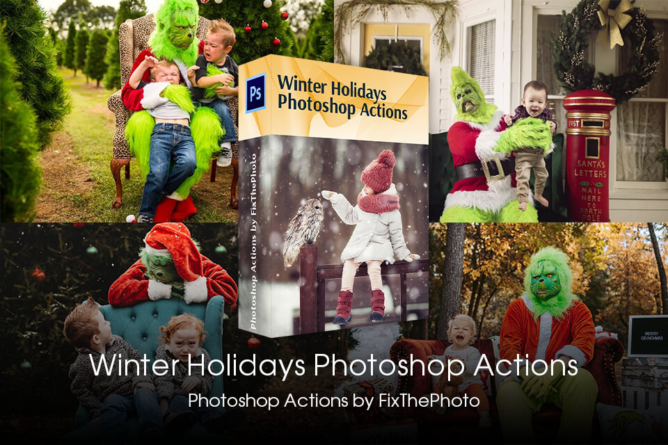 winter holidays photoshop actions bonus tools