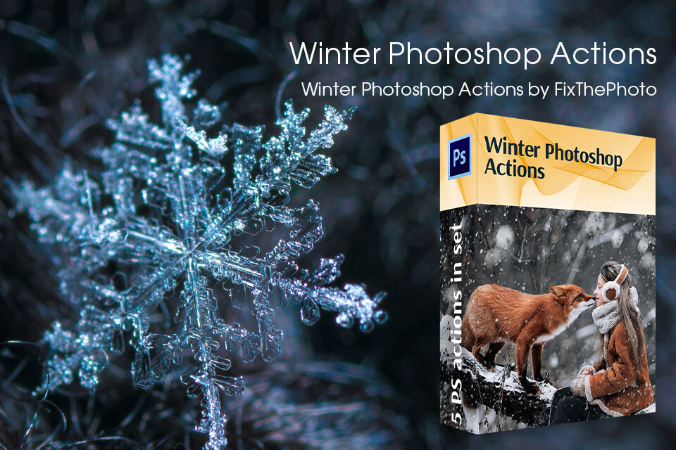 winter photoshop actions for snowflake photography