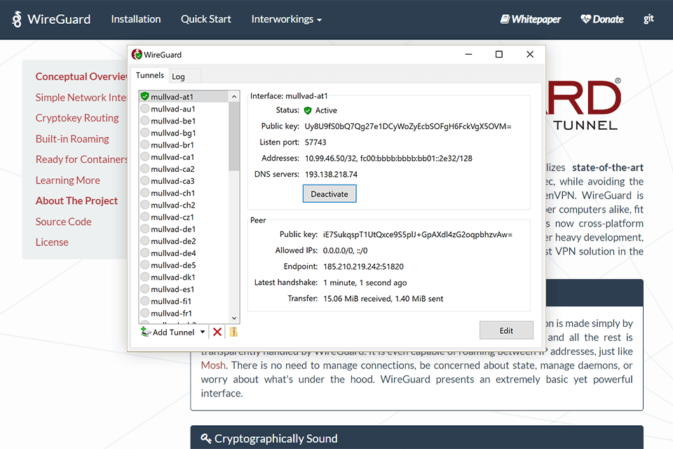 واجهة Wireguard