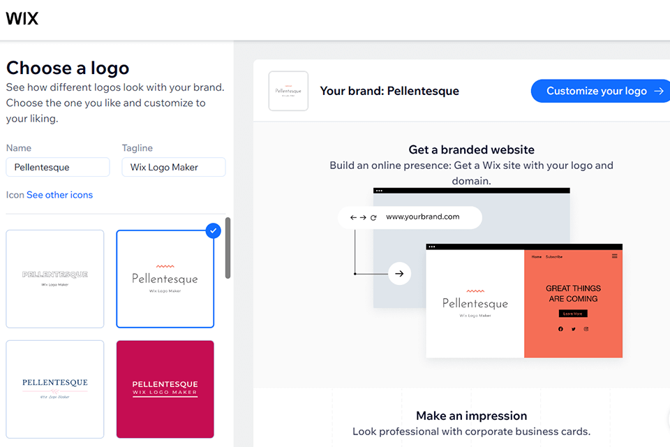 wix logo maker ai logo generator interface