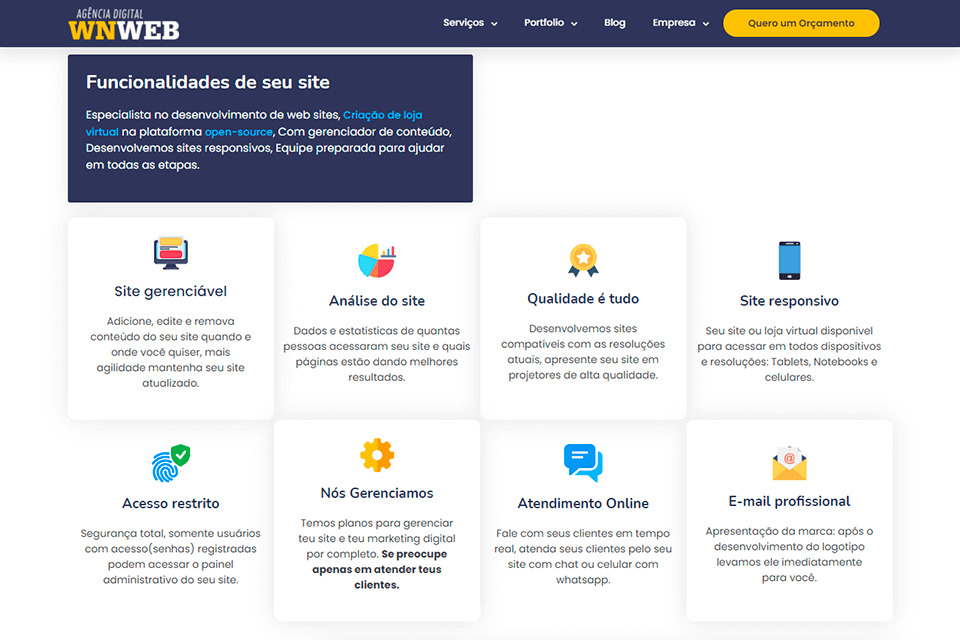 recursos de desenvolvimento de agência digital wnweb