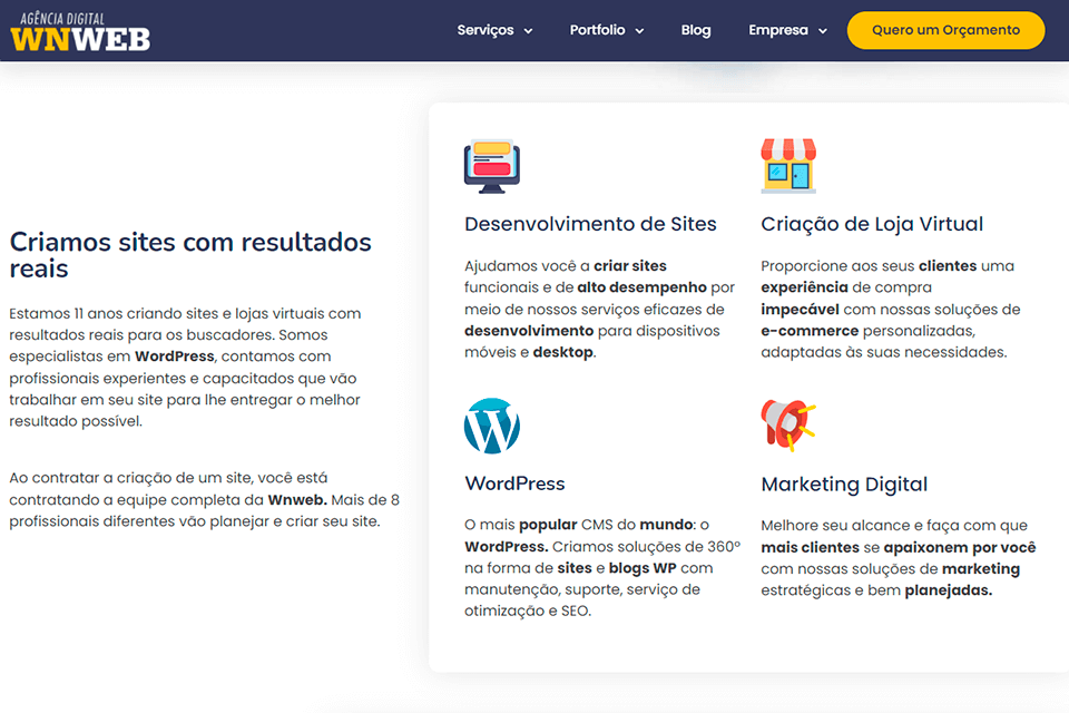 desenvolvimento web agência digital wnweb