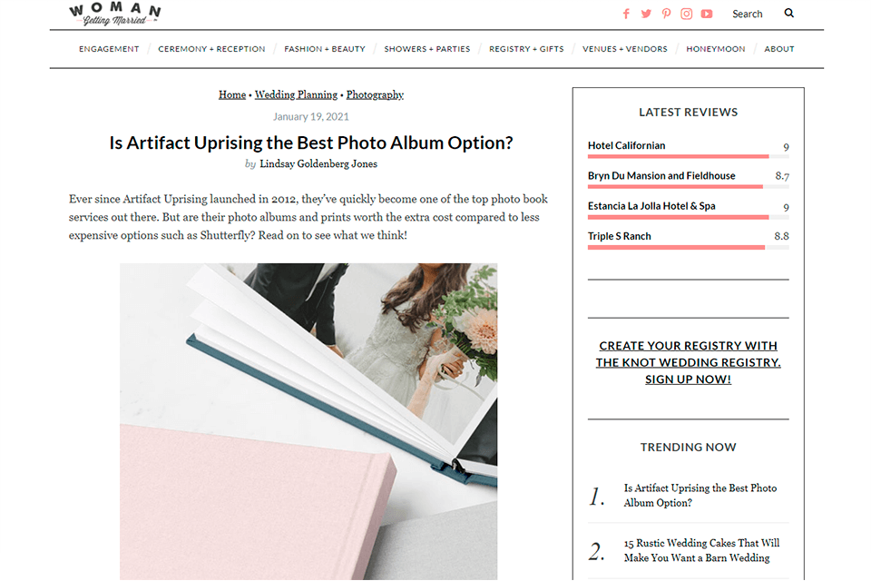 woman getting married wedding blog interface