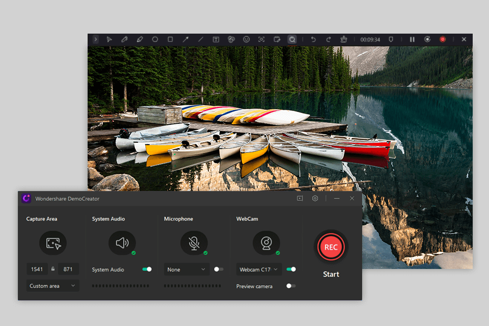 wondershare democreator hd screen recorder interface