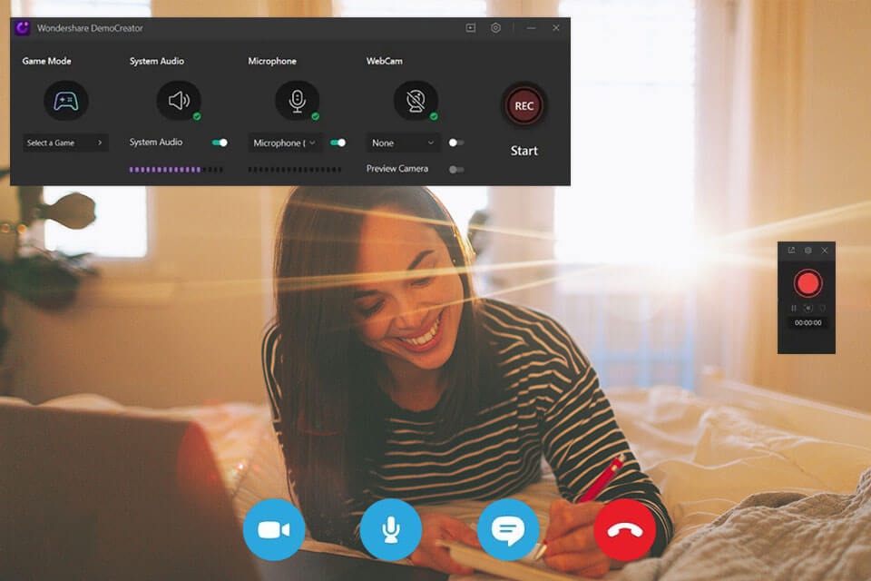 wondershare democreator skype call recorder interface