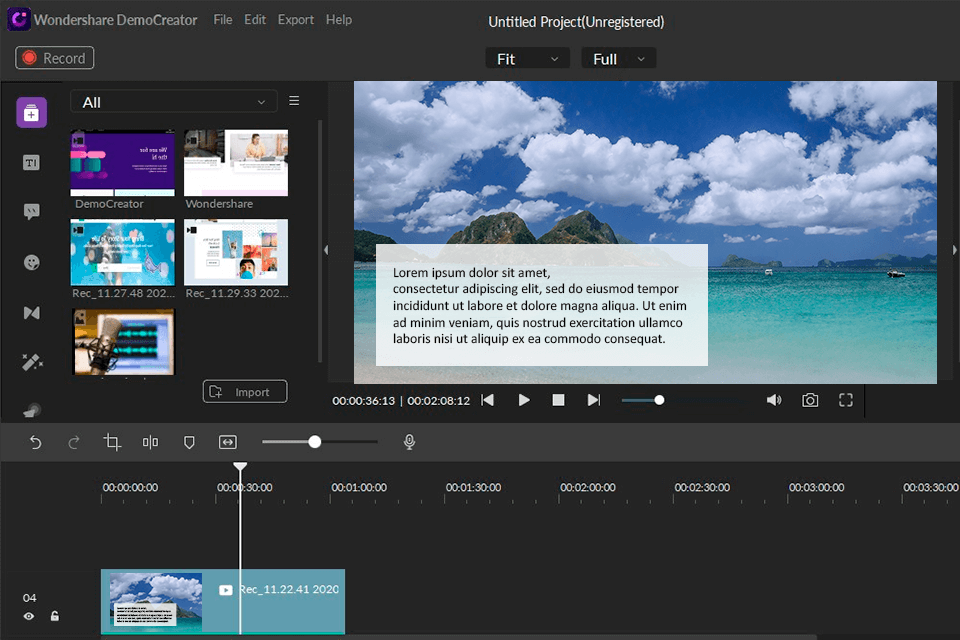 wondershare democreator video recorder software for mac interface