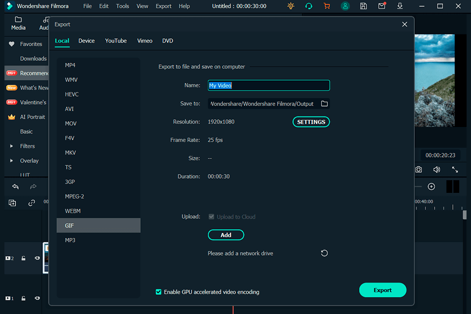 wondershare filmora إلى واجهة محول gif