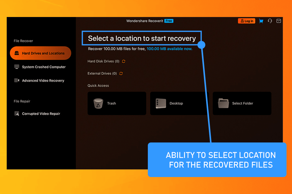 wondershare recoverit interface