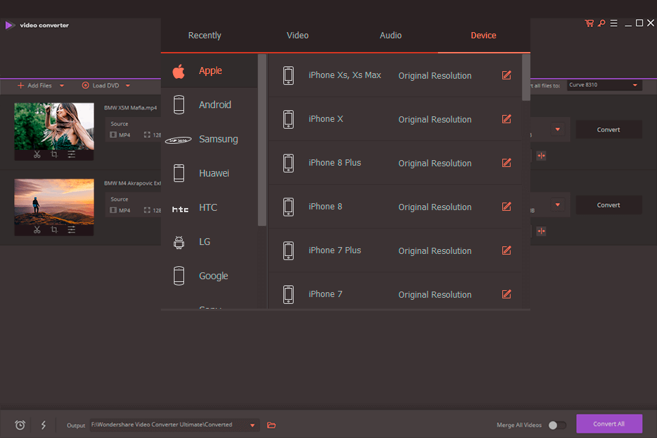 wondershare uniconverter youtube to aac converter interface