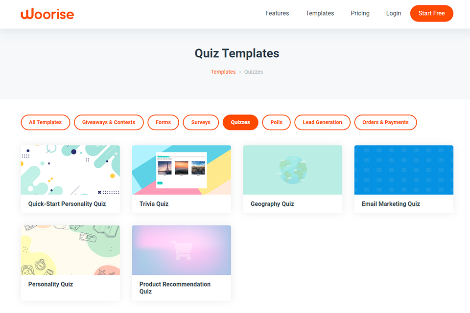 woorise interfaz del creador de cuestionarios en línea