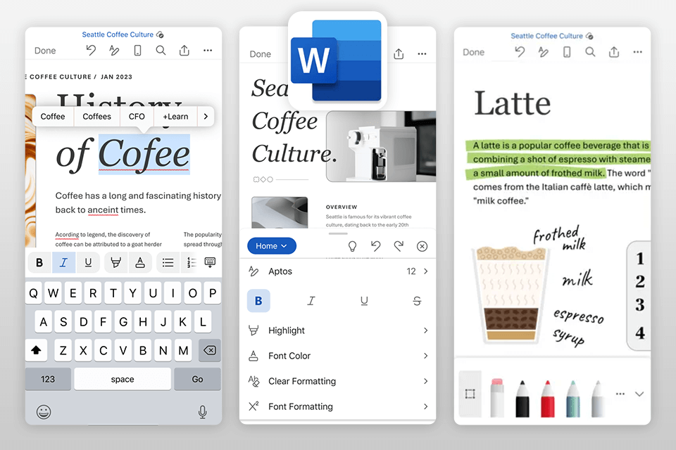 wordot add caption to photo app