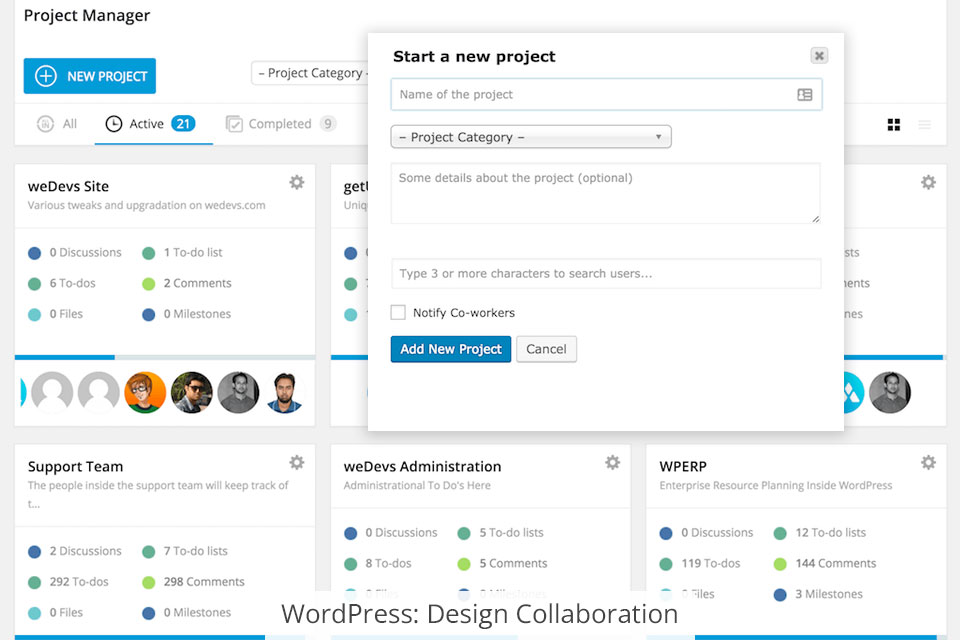 التعاون في تصميم wordpress
