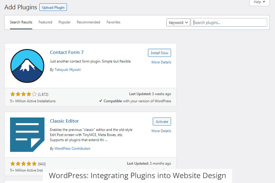 ووردبرس يدمج الإضافات في تصميم الموقع