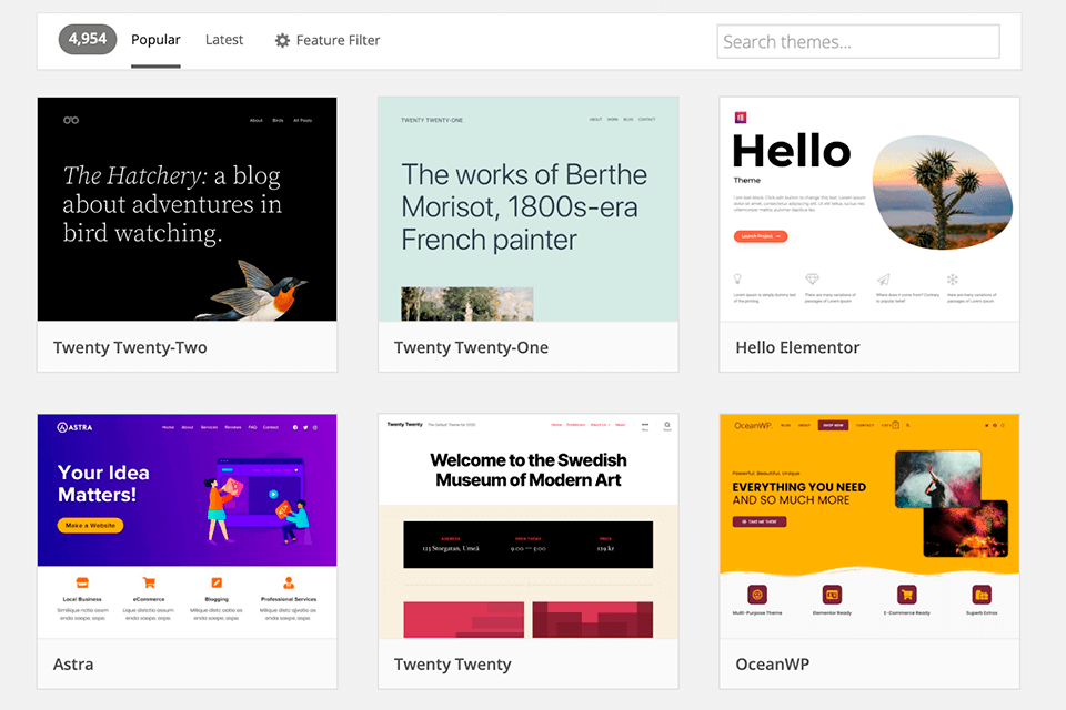 wordpress templates site interface