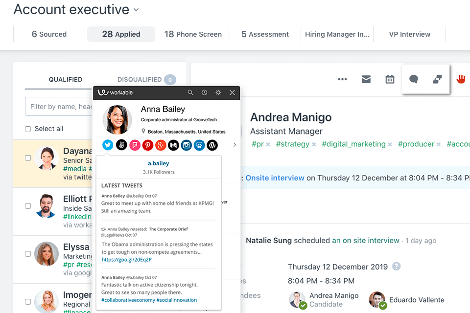 workable recruitment software interface
