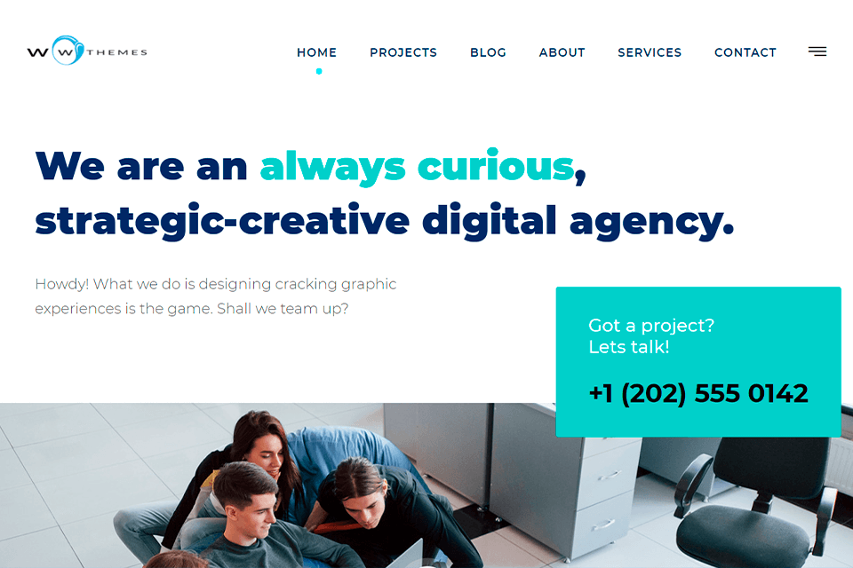 wow themes digital agency interface