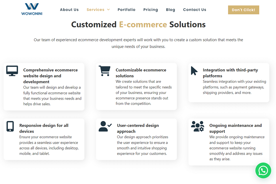 wowonini ecommerce design