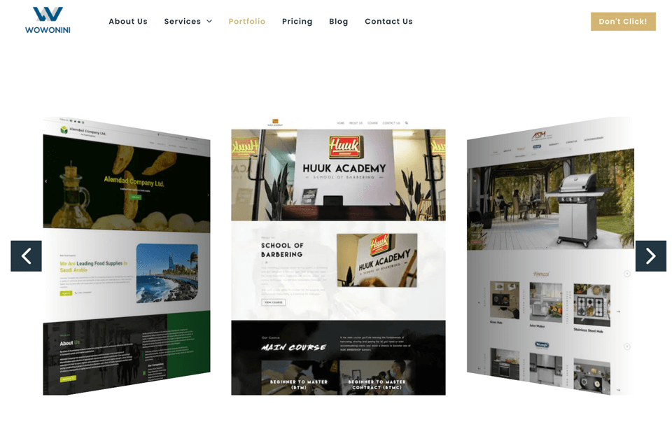 wowonini web design company interface