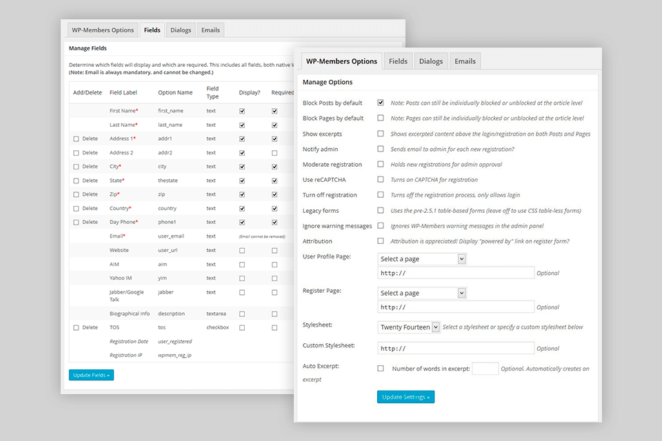wp-members wordpress membership plugin interface