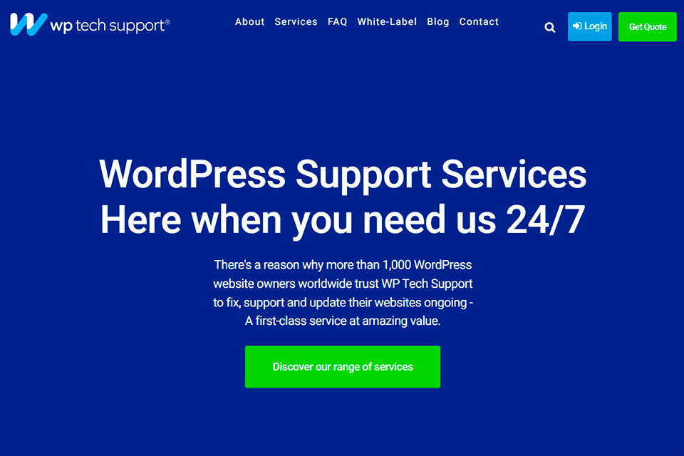 wp techsupport website maintenance service interface