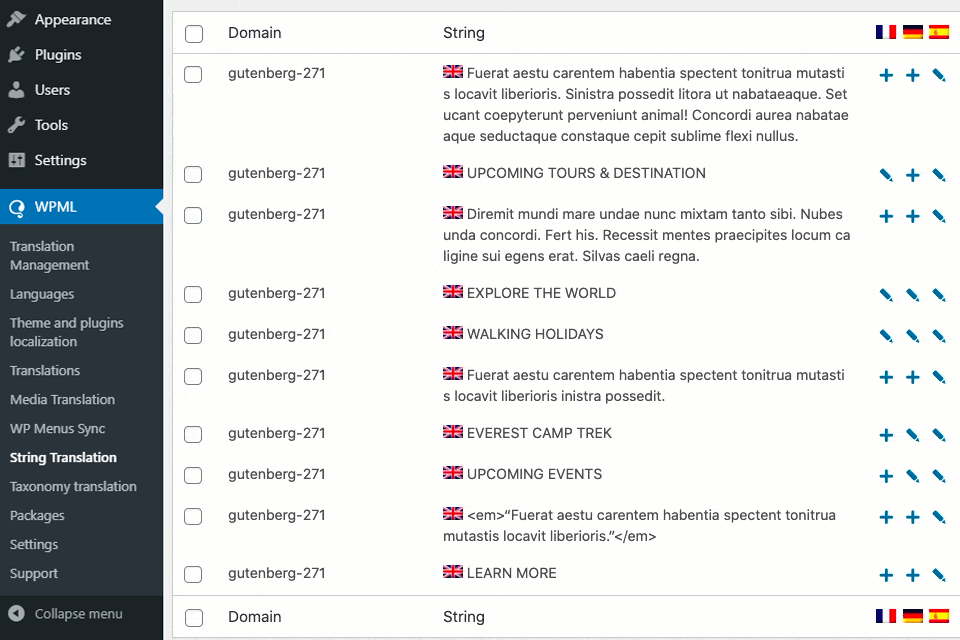 wpml string translation