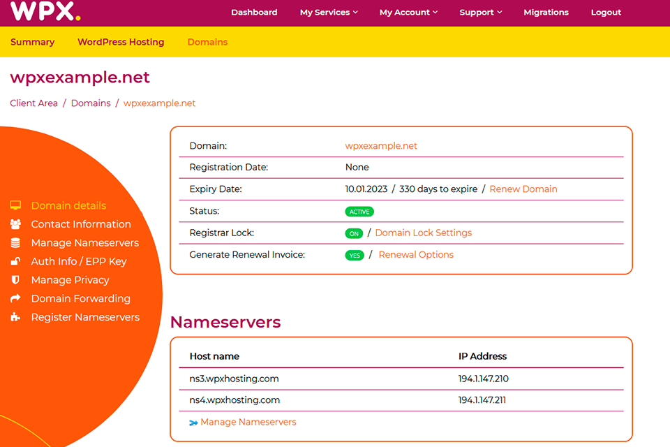 wpx hosting interface