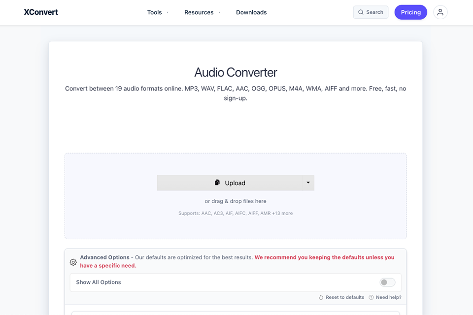 xconvert free audio converter