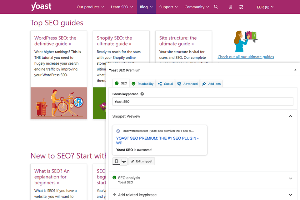 yoast seo wordpress plugin for blogs interface
