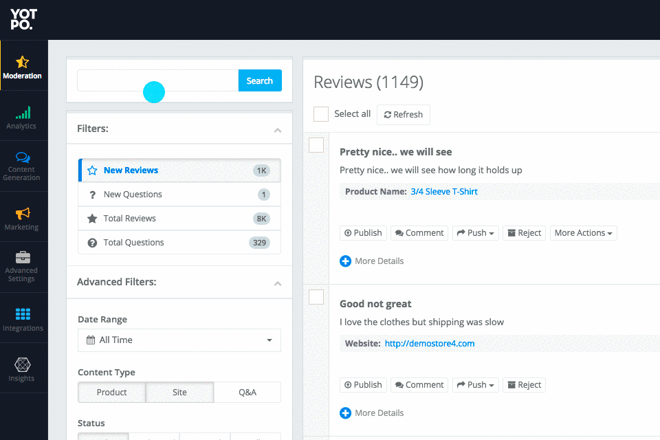 yotpo loyalty program software interface