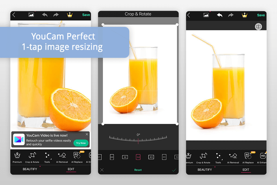 youcam perfect app to resize photos
