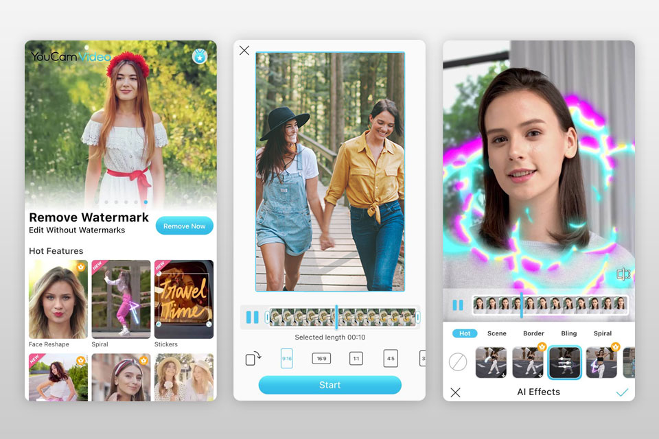 youcam video best app to make reels interface