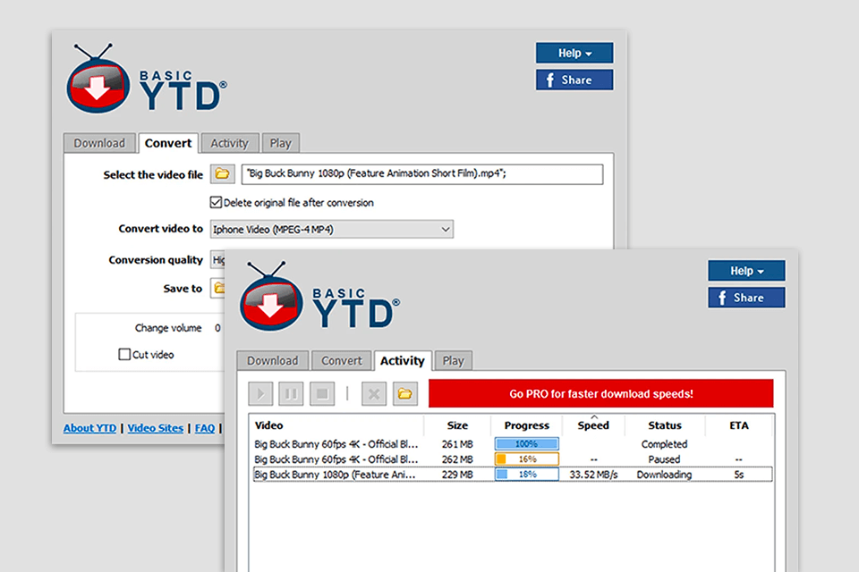 ytd video downloader free youtube downloader interface