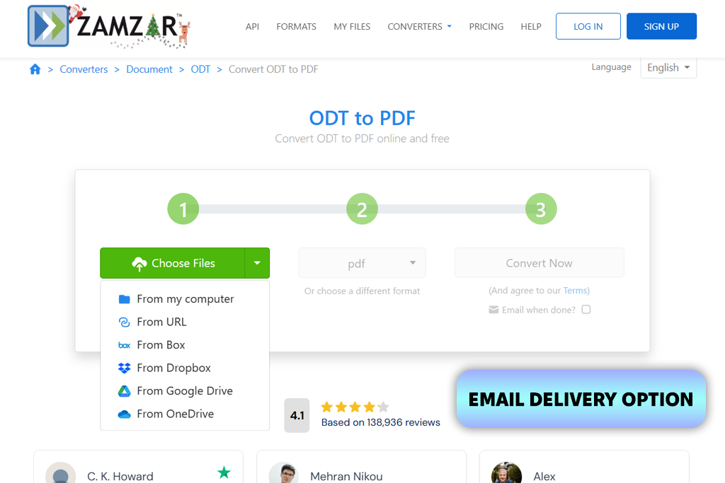 zamzar odt to pdf converter