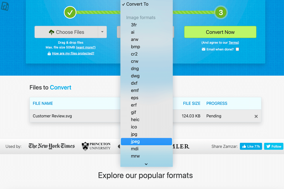 zamzar svg to jpg converter interface
