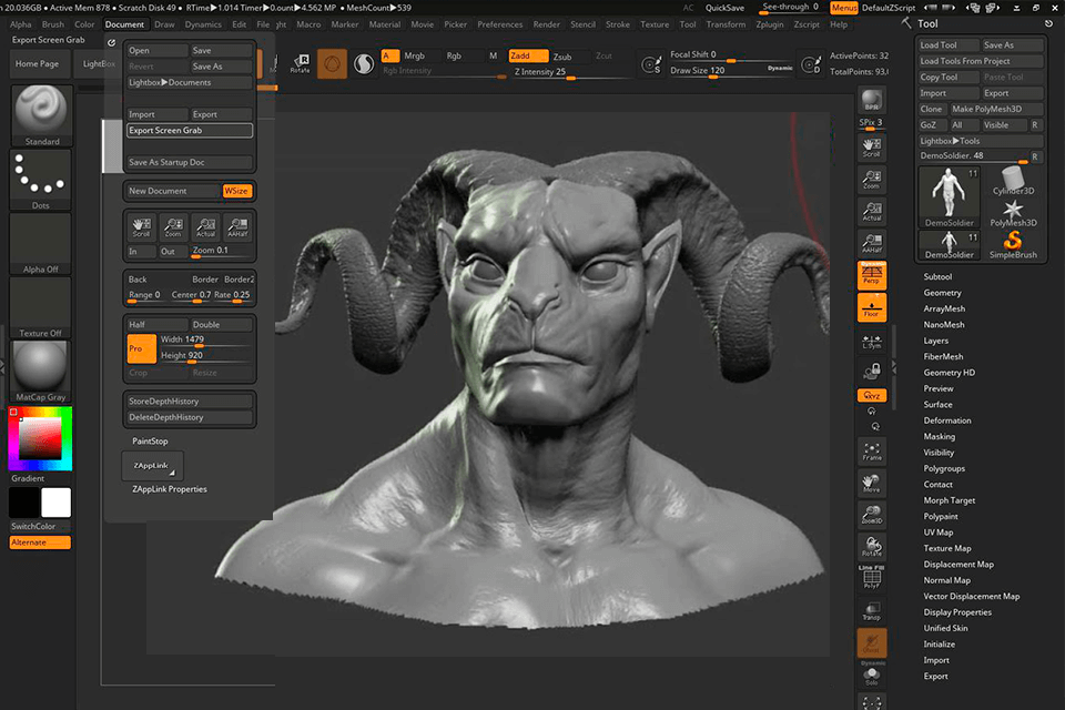 zbrush character creation software interface