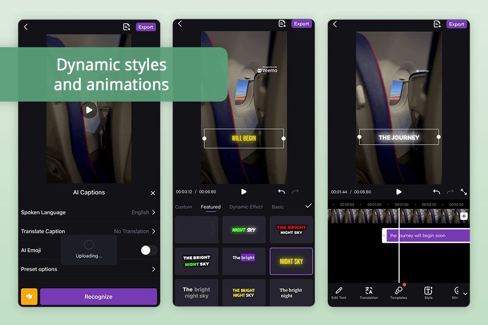 zeemo app for video captions interface