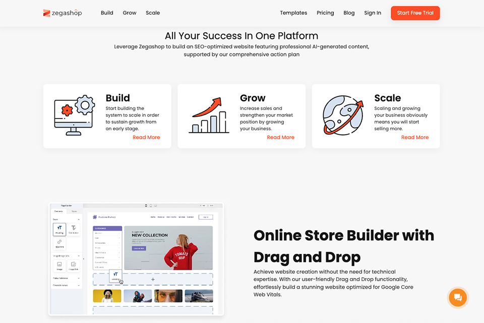 zegashop ecommerce website builder