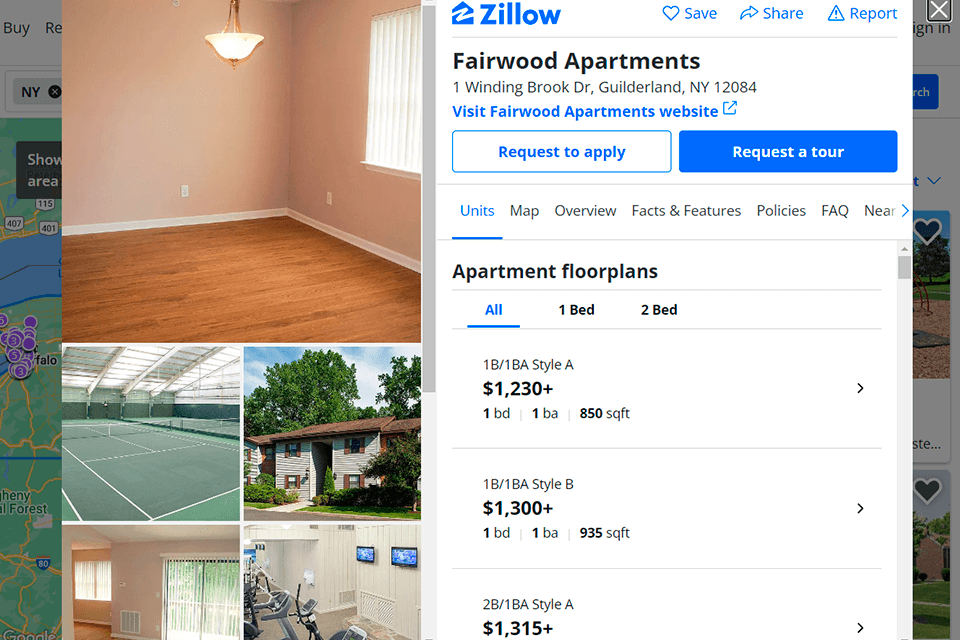 zillow real estate website interface