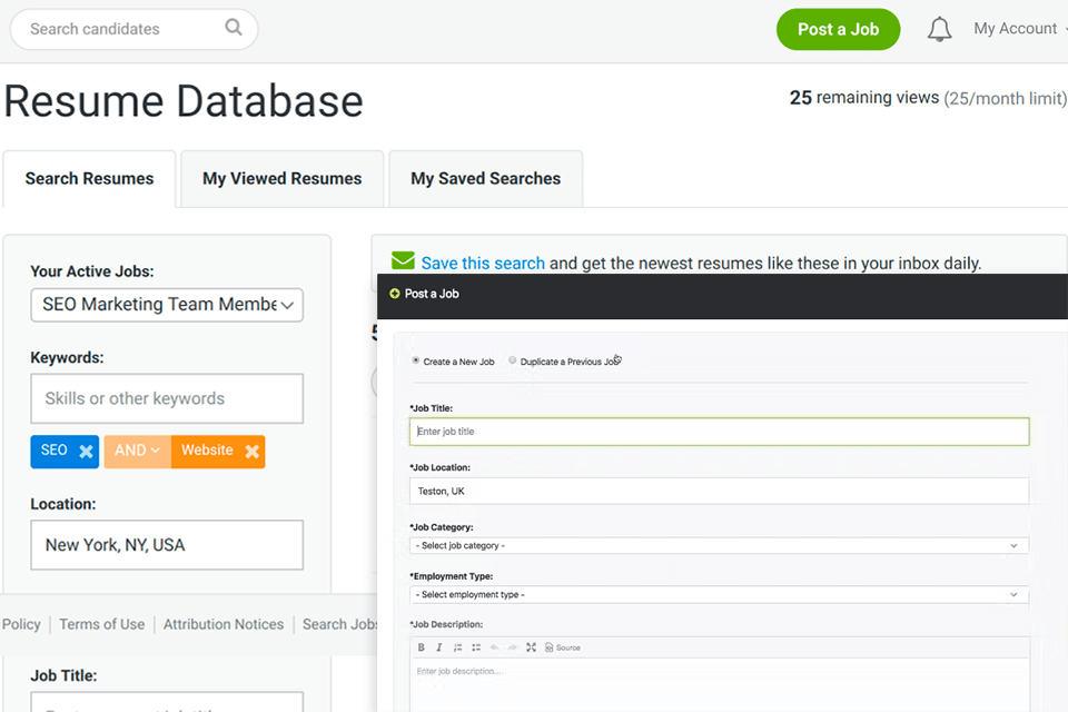 ziprecruiter recruitment software interface
